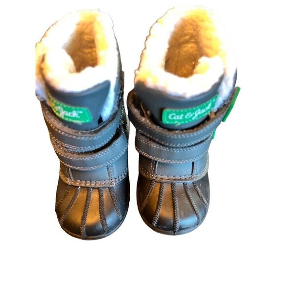 Cat & Jack Kids' Winter Boots Size 6‎ Black & Green Synthetic Upper Hook & Loop - Picture 2 of 10